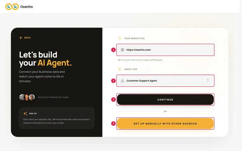Create agent: website URL