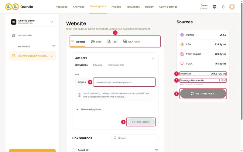 Training Data page