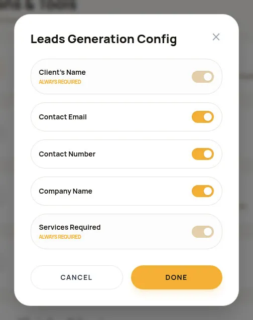 Leads Generation Config
