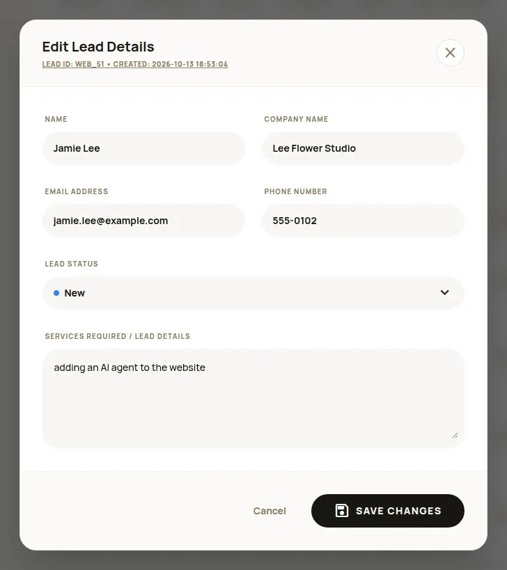 Edit Lead Details